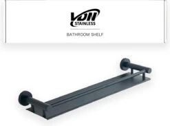 VDN Stainless Planchet - Planchet Badkamer - Wandplank - Zwart - RVS - Hangend -Badkamer Wijs 1200x891