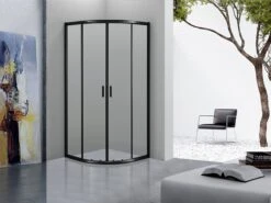 Merkloos Douchecabine Kwartrond 90x90x200 Cm 6 Mm Nano Anti Kalk Veiligheidsglas Met Zwart Aluminium Omlijsting -Badkamer Wijs 1200x900 129