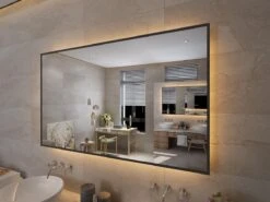 Viidako Badkamerspiegel - LED Verlichting - Anti Condens - 3 LED Standen - Met Klok - Mat Zwart -Badkamer Wijs 1200x900 23