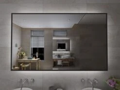 Viidako Badkamerspiegel - LED Verlichting - Anti Condens - 3 LED Standen - Met Klok - Mat Zwart -Badkamer Wijs 1200x900 24