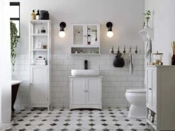 Badkamerkastje Met Twee Spiegels Als Deuren - Inclusief Open Plankje - 56x13x58cm - Wit 9 Badkamerkastje Met Twee Spiegels Als Deuren - Inclusief Open Plankje - 56x13x58cm - Wit -Badkamer Wijs 1200x900 28