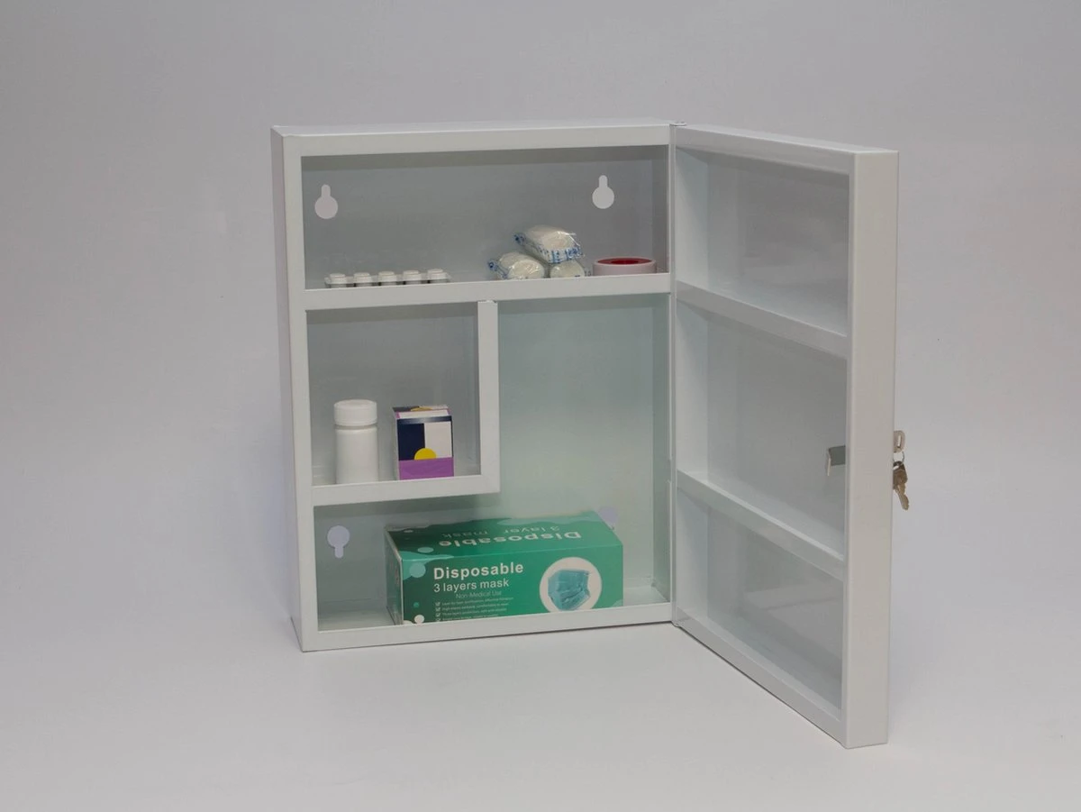 Culinorm Medicijnkast Van Staal Met Slot - 35cm X 45 Cm X 15 Cm - Wit 8 Culinorm Medicijnkast Van Staal Met Slot - 35cm X 45 Cm X 15 Cm - Wit - Afbeelding 6