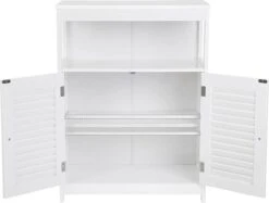 Songmics Badkamerkast Van Hout, Badkamerorganizer, Badkamerrek, Vrijstaand Met 2 Lamellendeuren, Wit, BBC40WT 11 Songmics Badkamerkast Van Hout, Badkamerorganizer, Badkamerrek, Vrijstaand Met 2 Lamellendeuren, Wit, BBC40WT -Badkamer Wijs 1200x909 4