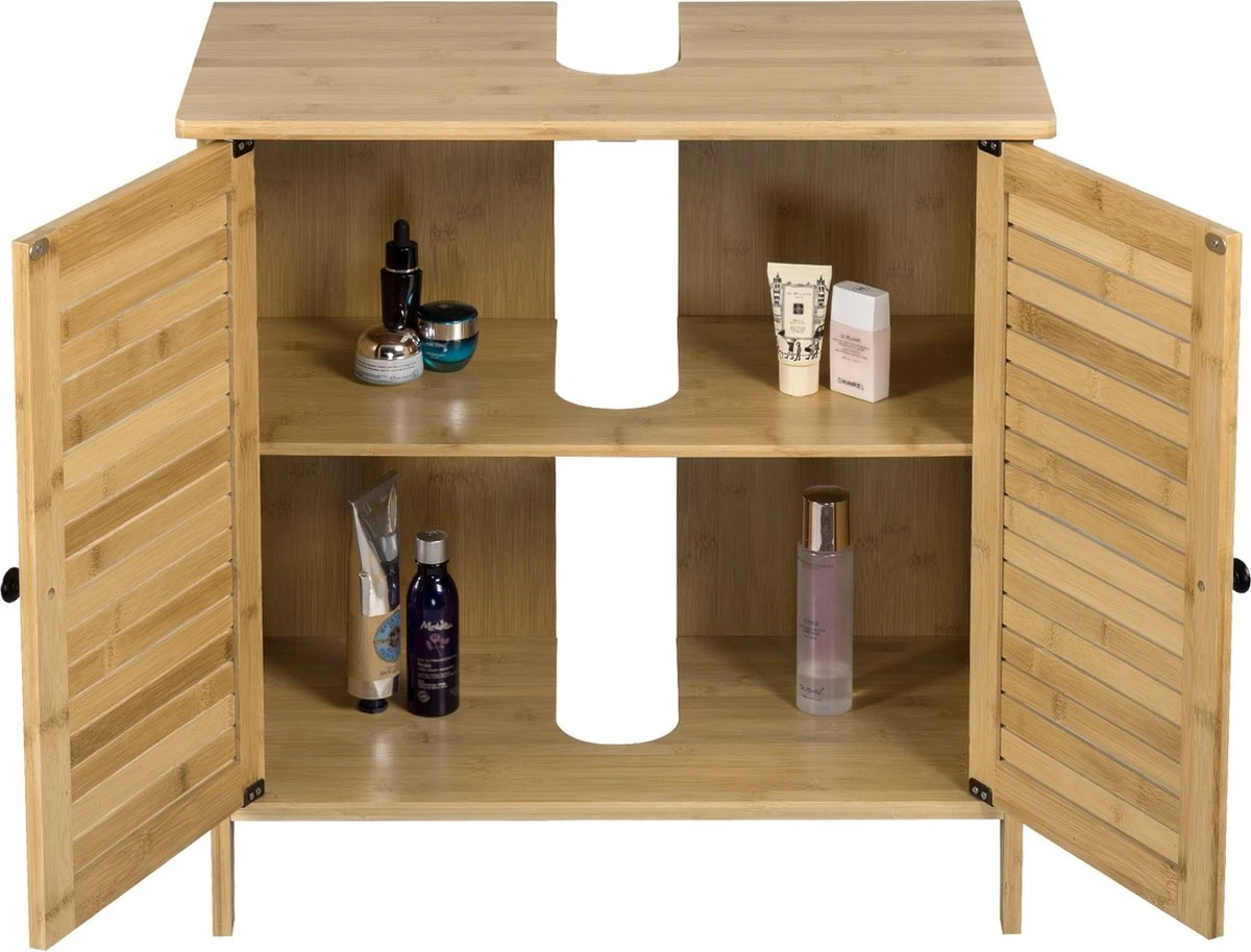 Kamyra® Badkamermeubel Bamboe - Badkamerkast, Wastafelmeubel, Onderkast Wastafel - 60x30x60 Cm - Bamboe 5 Kamyra® Badkamermeubel Bamboe - Badkamerkast, Wastafelmeubel, Onderkast Wastafel - 60x30x60 Cm - Bamboe - Afbeelding 3