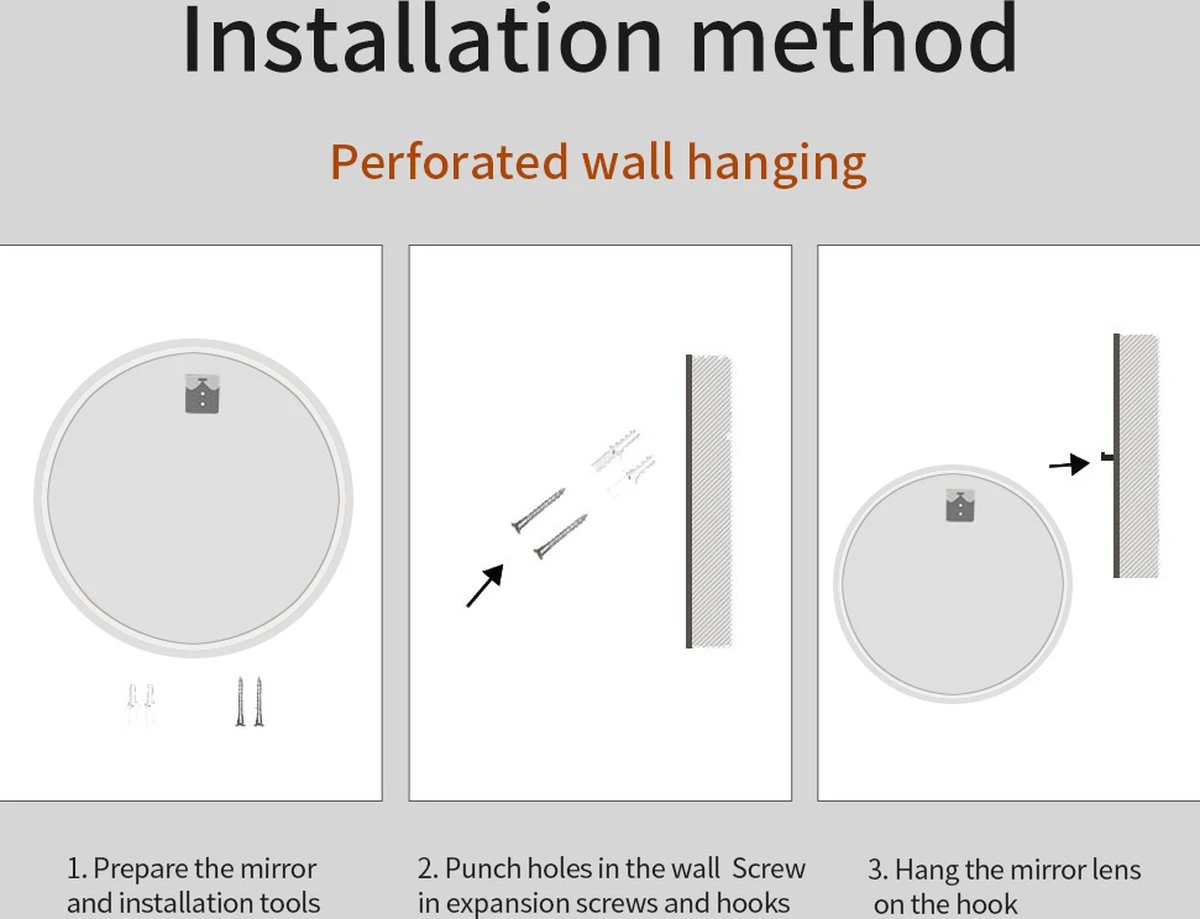 SensaHome - Ronde Badkamerspiegel Frameloos Met LED Verlichting - Wandspiegel - 60CM 8 SensaHome - Ronde Badkamerspiegel Frameloos Met LED Verlichting - Wandspiegel - 60CM - Afbeelding 6