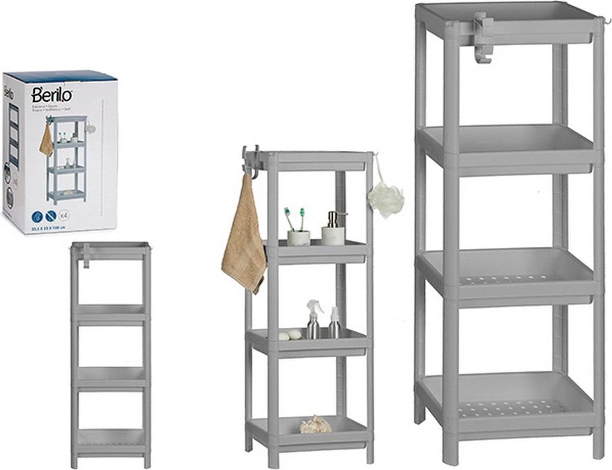 Badkamerrek/opbergkast Wit Kunststof 4-laags 36 X 23 X 100 Cm - Handdoeken En Toiletspullen Badkamerrekjes 5 Badkamerrek/opbergkast Wit Kunststof 4-laags 36 X 23 X 100 Cm - Handdoeken En Toiletspullen Badkamerrekjes - Afbeelding 3