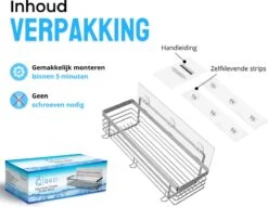 RVS Doucherek Zelfklevend Zonder Boren - Douchemand Hangend - 15KG Draagvermogen - Zilver/Chroom -Badkamer Wijs 1200x930 3