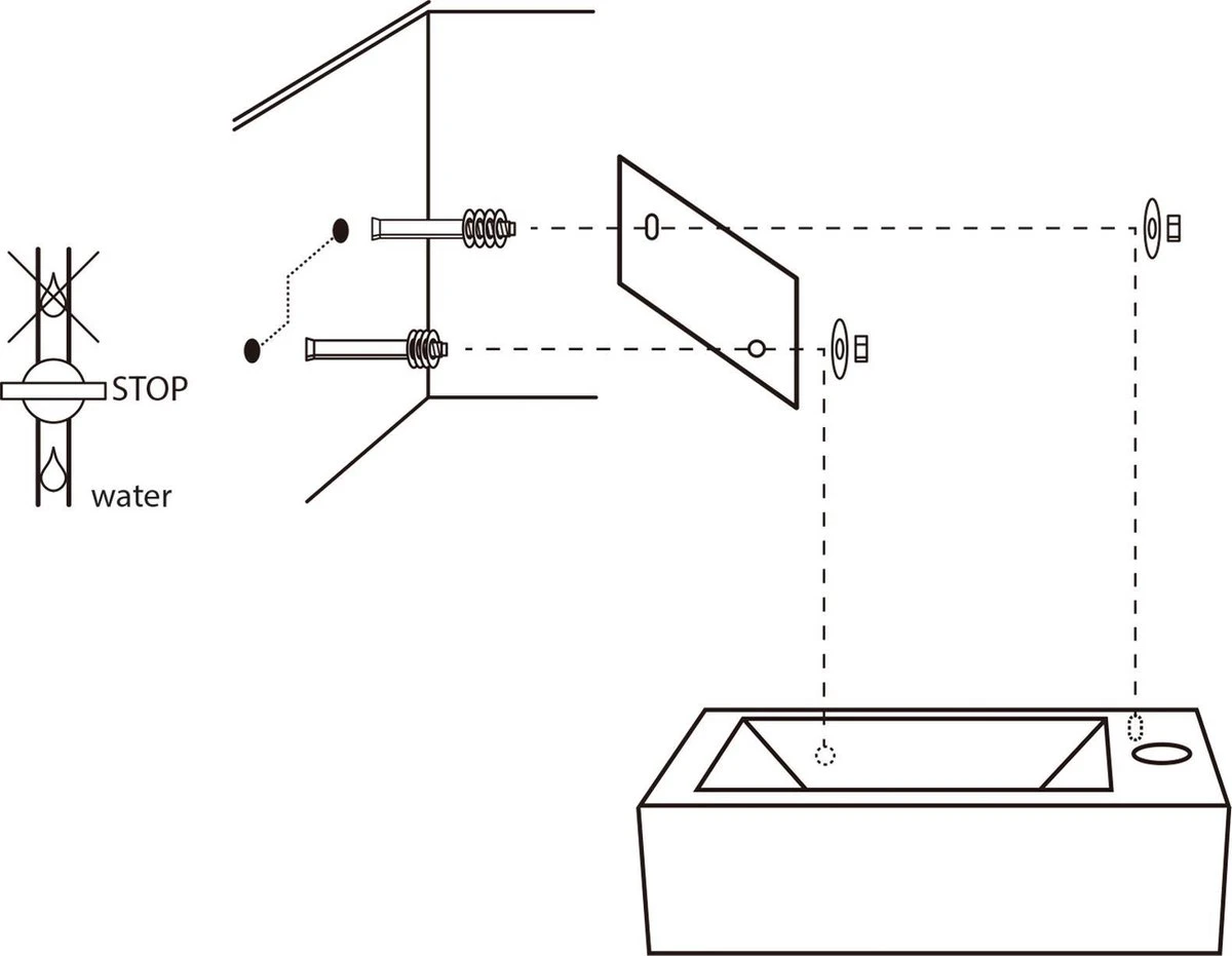 Differnz Force Fonteinset - Wasbak Keramiek - Wit - Rechte Kraan - Mat Zwart - Standaard Greep - 40 X 22 X 11.5 Cm - Met Handdoekrek - Zwart 12 Differnz Force Fonteinset - Wasbak Keramiek - Wit - Rechte Kraan - Mat Zwart - Standaard Greep - 40 X 22 X 11.5 Cm - Met Handdoekrek - Zwart - Afbeelding 10