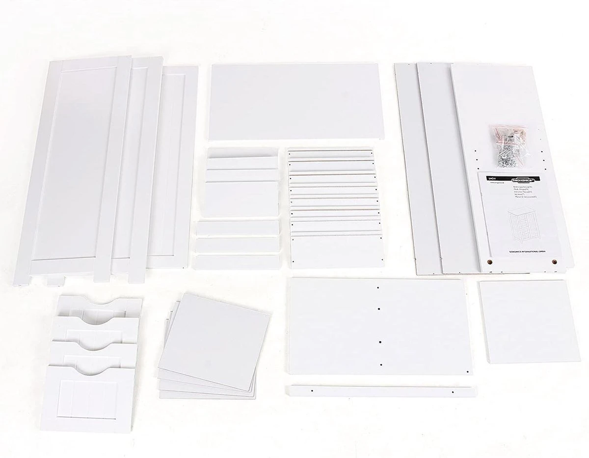 Badkamerkast, Ladekast Met 4 Schuifladen En 1 Deur, Wit, 55 X 81 X 30 Cm -Wastafelonderkast - Badkamermeubel 9 Badkamerkast, Ladekast Met 4 Schuifladen En 1 Deur, Wit, 55 X 81 X 30 Cm -Wastafelonderkast - Badkamermeubel - Afbeelding 7