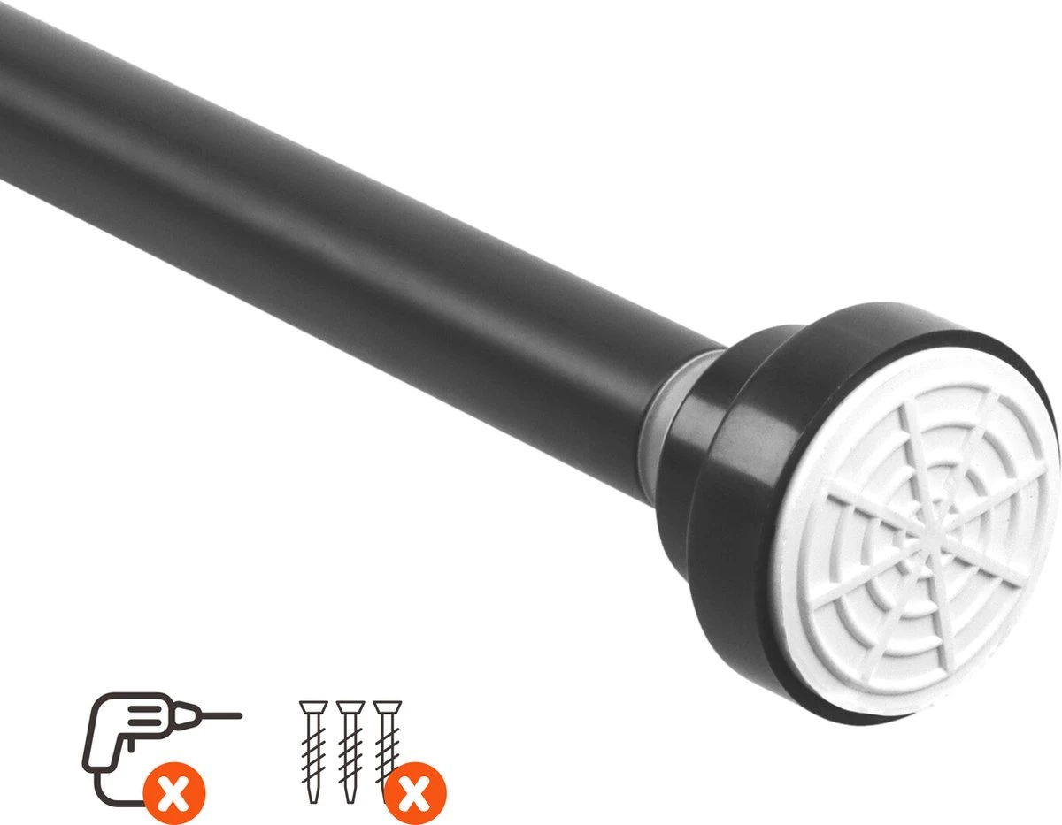 Qproducts Gordijnroede Zonder Boren - 65 Tot 100 Cm - Uitschuifbaar Douchegordijnstang - Uitschuifbare Klemstang - Metaal Zwart 3 Qproducts Gordijnroede Zonder Boren - 65 Tot 100 Cm - Uitschuifbaar Douchegordijnstang - Uitschuifbare Klemstang - Metaal Zwart