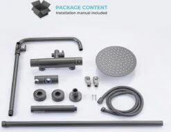 LOMAZOO Regendouche Met Thermostaatkraan - Douche Badkamer - Gun Metal / Antraciet [LYNN] -Badkamer Wijs 1200x934 3