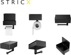 STRICX Toiletrolhouder - Zwart - Zonder Boren - Toilet Rol Houder Tissuebox - Zelfklevend - WC Rolhouder Met Opbergvak Voor Babydoekjes - Met Plankje - Toiletaccessoires -Badkamer Wijs 1200x935 1