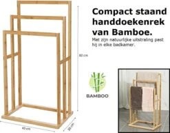 Merkloos Decopatent® Handdoekrek - Vrijstaand Handdoekenrek Voor In Badkamer - Handdoekrek - Bamboe Hout - Handdoek - Droogrek Met 3 Armen -Badkamer Wijs 1200x940 8