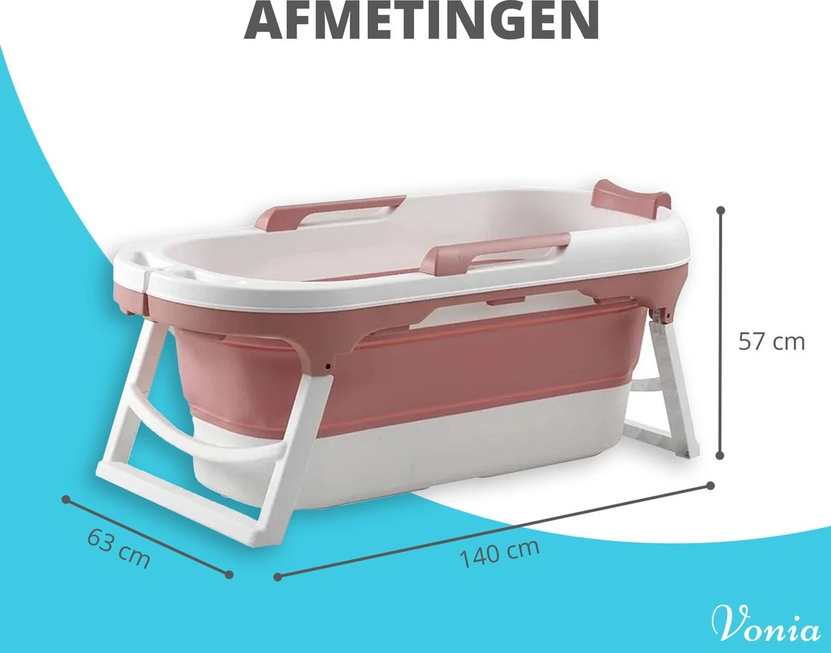 Vonia Opvouwbaar Bad - Zitbad - Bath Bucket - 140 Cm Lang - Inklapbaar Bad - Incl. Badkussen - Roze 4 Vonia Opvouwbaar Bad - Zitbad - Bath Bucket - 140 Cm Lang - Inklapbaar Bad - Incl. Badkussen - Roze - Afbeelding 2