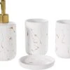 Selotus® Badkamer Set Van 4 – Badkamer Accessoires – Zeepdispenser – Dispenser - Tandenborstelhouder – Zeepbakje – Zeephouder – Vrijstaand – Planchet - Zeeppompje - – Wit Goud