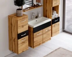 Badmeubelset Alba 60cm Zwart Met Eiken Compleet Badkamermeubel -Badkamer Wijs 1200x946 3