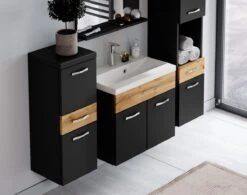 Badmeubelset Alba 60cm Zwart Met Eiken Compleet Badkamermeubel -Badkamer Wijs 1200x946 4