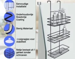 Ball Design Zwart Doucherek-3 Laags Hangend-Zonder Boren-Zwart 12 Ball Design Zwart Doucherek-3 Laags Hangend-Zonder Boren-Zwart -Badkamer Wijs 1200x950 2