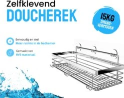RVS Doucherek Zelfklevend Zonder Boren - Douchemand Hangend - 15KG Draagvermogen - Zilver/Chroom -Badkamer Wijs 1200x952 3