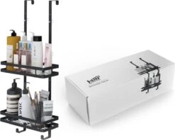 VDN Stainless Doucherek Zonder Boren - Doucherek Zwart - Doucherek Hangend - Badkamer Accessoires - RVS - 2 Laags -Badkamer Wijs 1200x960 10