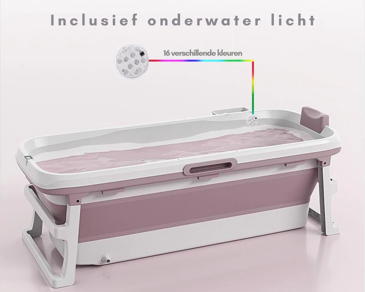 Livista® - Opvouwbaar Bad - Roze - Zitbad - Inklapbaar - Bath Bucket - 150 CM LANG - XL - Incl. Thermometer & Onderwater LED Lichten 3 Livista® - Opvouwbaar Bad - Roze - Zitbad - Inklapbaar - Bath Bucket - 150 CM LANG - XL - Incl. Thermometer & Onderwater LED Lichten