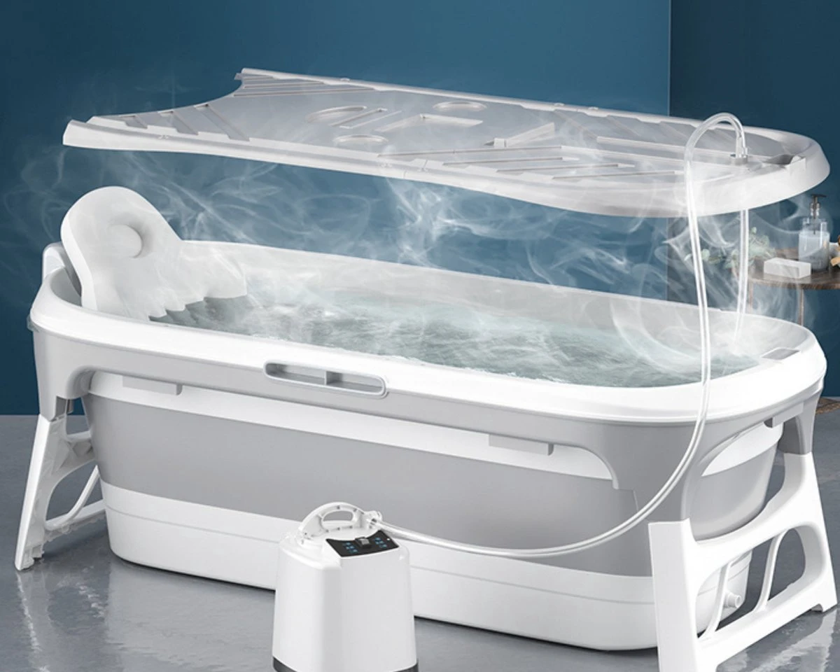 Livista® - Opvouwbaar Bad - Stoombad Grijs - Zitbad - Inklapbaar - Bath Bucket - 152 CM LANG - XL - Incl. Rugkussen, Stoommachine En Bad Accessoires 3 Livista® - Opvouwbaar Bad - Stoombad Grijs - Zitbad - Inklapbaar - Bath Bucket - 152 CM LANG - XL - Incl. Rugkussen, Stoommachine En Bad Accessoires