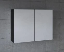 Badplaats Badkamerkast Leon 80 Cm X 20 Cm X 60 Cm - Zwart - Spiegelkast Badkamer -Badkamer Wijs 1200x981