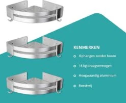 Sens Design Doucherekjes Set Van 3 - Doucherek Zonder Boren - Zilver -Badkamer Wijs 1200x981 3