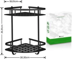 Zelfklevend Doucherek 2 Laags +Douche Bal - RVS - Mat Zwart -Badkamer Wijs 1200x983 1