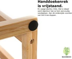 Merkloos Decopatent® Handdoekrek - Vrijstaand Handdoekenrek Voor In Badkamer - Handdoekrek - Bamboe Hout - Handdoek - Droogrek Met 3 Armen -Badkamer Wijs 1200x984 4