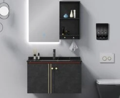 Aquathof, Zeepdispenser, Mat Zwart, 3 Kamer, 3 Reservoirs, 3x350ml, Hangend, Wandmontage -Badkamer Wijs 1200x988