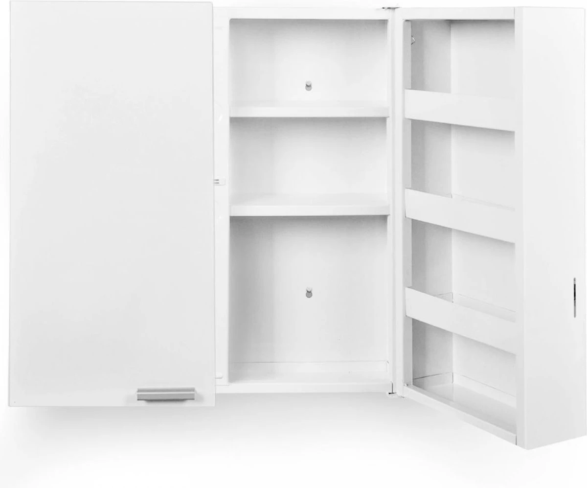 Jago - Afsluitbare XXL Medicijnkast Met 11 Vakken/Compartimenten - Staal - 2 Deuren - 53x53x20 Cm - Wit 13 Jago - Afsluitbare XXL Medicijnkast Met 11 Vakken/Compartimenten - Staal - 2 Deuren - 53x53x20 Cm - Wit - Afbeelding 11