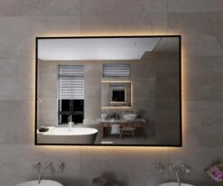 Viidako Badkamerspiegel Met LED Verlichting - Anti Condens - 3 LED Standen - Met Klok - Mat Zwart -Badkamer Wijs 1200x999 2