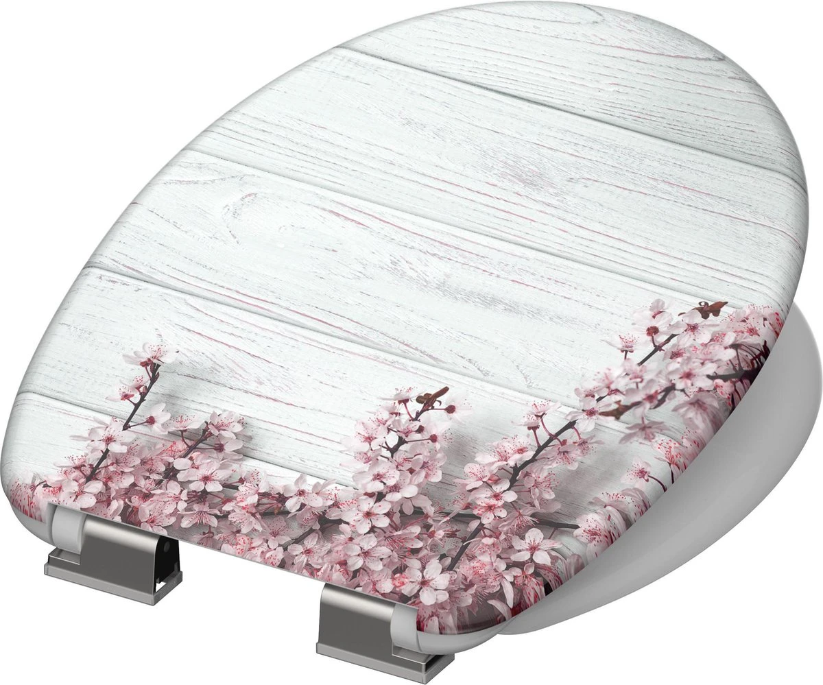 SCHÜTTE WC-Bril 82197 FLOWERS & WOOD - Duroplast - Soft Close - Verchroomde Scharnieren - Decor - 1-zijdige Print 5 SCHÜTTE WC-Bril 82197 FLOWERS & WOOD - Duroplast - Soft Close - Verchroomde Scharnieren - Decor - 1-zijdige Print - Afbeelding 3