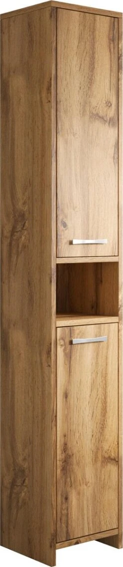 Badplaats Badkamerkast Nemo 32 Cm X 29 Cm X 167 Cm - Eiken - Staande Kolomkast Met Twee Deuren