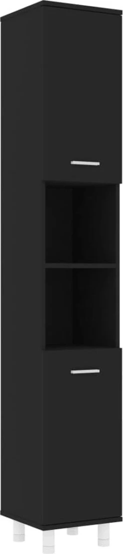 VidaXL Badkamerkast 30x30x179 Cm Spaanplaat Zwart -Badkamer Wijs 267x1200 2