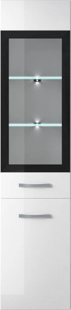 Badplaats Badkamerkast Rio 30 X 30 X 131 Cm - Wit Hoogglans - Hangende Kolomkast Met 2 Deuren -Badkamer Wijs 277x1200