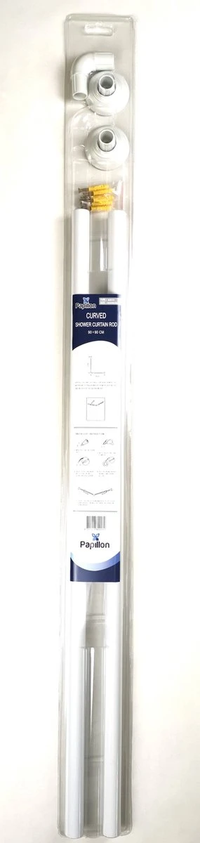 Papillon Douchegordijnstang - 90x90 Cm - Aluminium - Wit 5 Papillon Douchegordijnstang - 90x90 Cm - Aluminium - Wit - Afbeelding 3