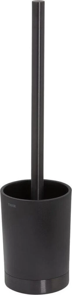 Tiger Tune - Toiletborstel Met Houder Vrijstaand - Zwart Metaal Geborsteld / Zwart