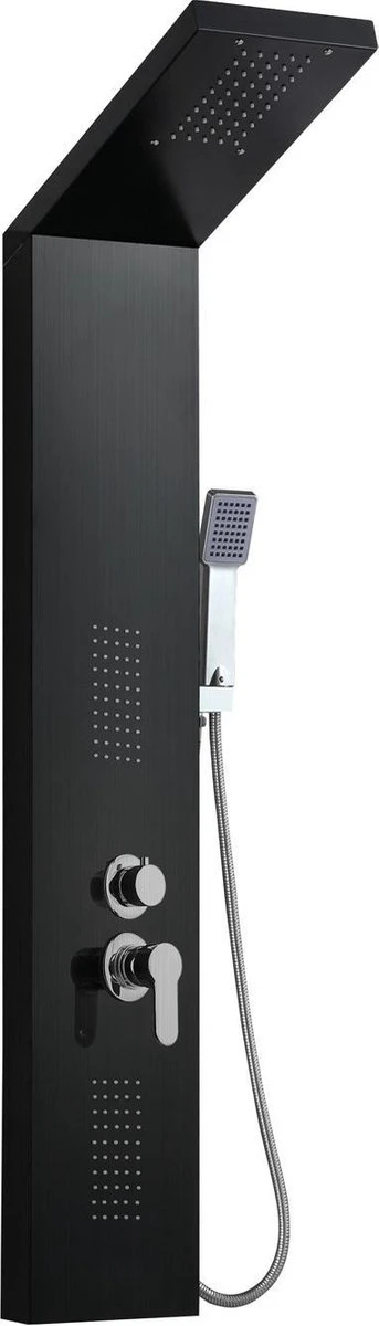 Badplaats Douchepaneel Aras - Zwart - Regendouche Met Mengkraan En Douchekop 3 Badplaats Douchepaneel Aras - Zwart - Regendouche Met Mengkraan En Douchekop