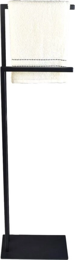 Handdoekrek, Handdoekhouder - Vrijstaand- Zwart- Metaal - 2 Armig -Badkamer Wijs 347x1200