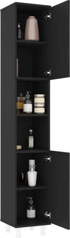 VidaXL Badkamerkast 30x30x179 Cm Spaanplaat Zwart -Badkamer Wijs 354x1200 1