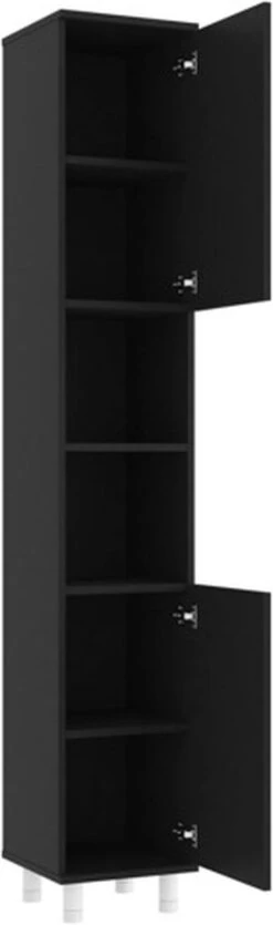 VidaXL Badkamerkast 30x30x179 Cm Spaanplaat Zwart -Badkamer Wijs 355x1200 7