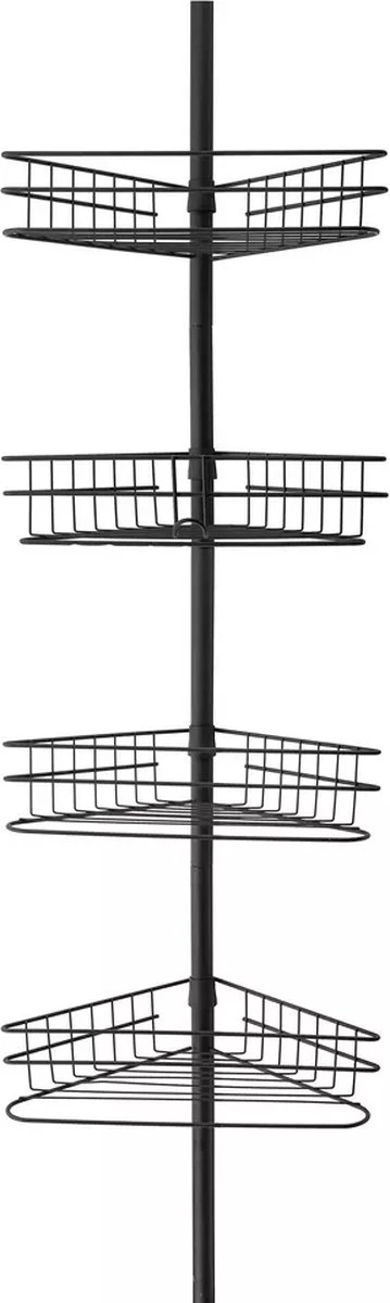 Merkloos Telescopisch Doucherek Zwart Voor Shampoo Staand Zonder Boren Shower Shelf Without Drilling Metal 3 Merkloos Telescopisch Doucherek Zwart Voor Shampoo Staand Zonder Boren Shower Shelf Without Drilling Metal