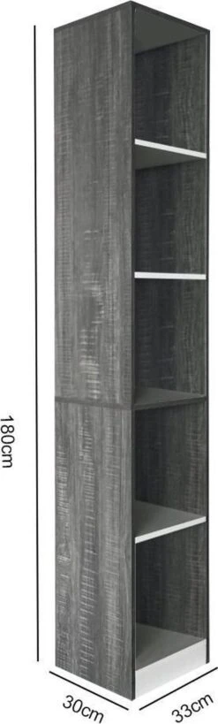 Kolomkast 5 Open Vakken - Opbergkast Badkamer Slaapkamer Of Hal - 180 Cm Hoog -Badkamer Wijs 362x1200 4