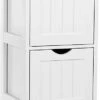 Staand Houten Badkamerkastje Met 2 Te Benutten Schuiflades - Vrijstaand Kastje Voor Badkamer Met Twee Lades - 30x30x89cm - Wit -Badkamer Wijs 387x1200 2