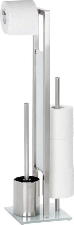 WENKO Toiletbutler Rivalta RVS Mat - Toiletborstel Met Houder, Toiletrolhouder En Reserverolhouder -Badkamer Wijs 395x1200