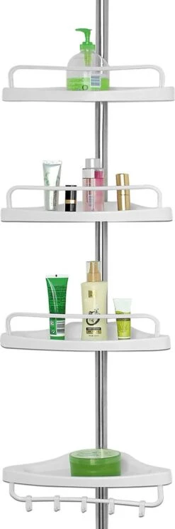 Telescopisch Doucherek Uit Chroom, Verstelbaar 155 - 320 Cm Met Extra Handdoekrek -Badkamer Wijs 399x1200