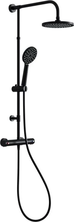 4bathroomz® Zwarte Regendouche Met Thermostatische Kraan - 20cm Hoofddouche -Badkamer Wijs 400x1200 4