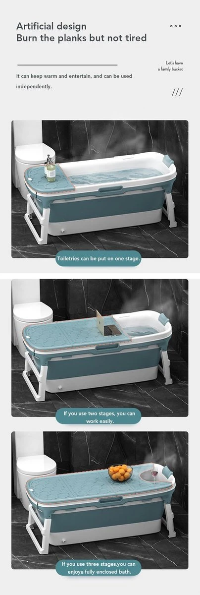 Opvouwbare Ligbad Voor Volwassenen - Blauw - Hard Plastic - Opvouwbaar Bad - 138cm - 200L 4 Opvouwbare Ligbad Voor Volwassenen - Blauw - Hard Plastic - Opvouwbaar Bad - 138cm - 200L - Afbeelding 2